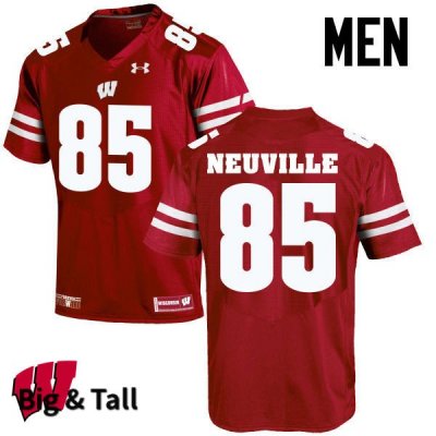 Men's Wisconsin Badgers NCAA #85 Zander Neuville Red Authentic Under Armour Big & Tall Stitched College Football Jersey XJ31S42HI